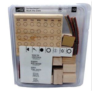 Stampin Up Mark the Date 13 Piece Rubber Stamp Kit Unmounted Two Step Stamps